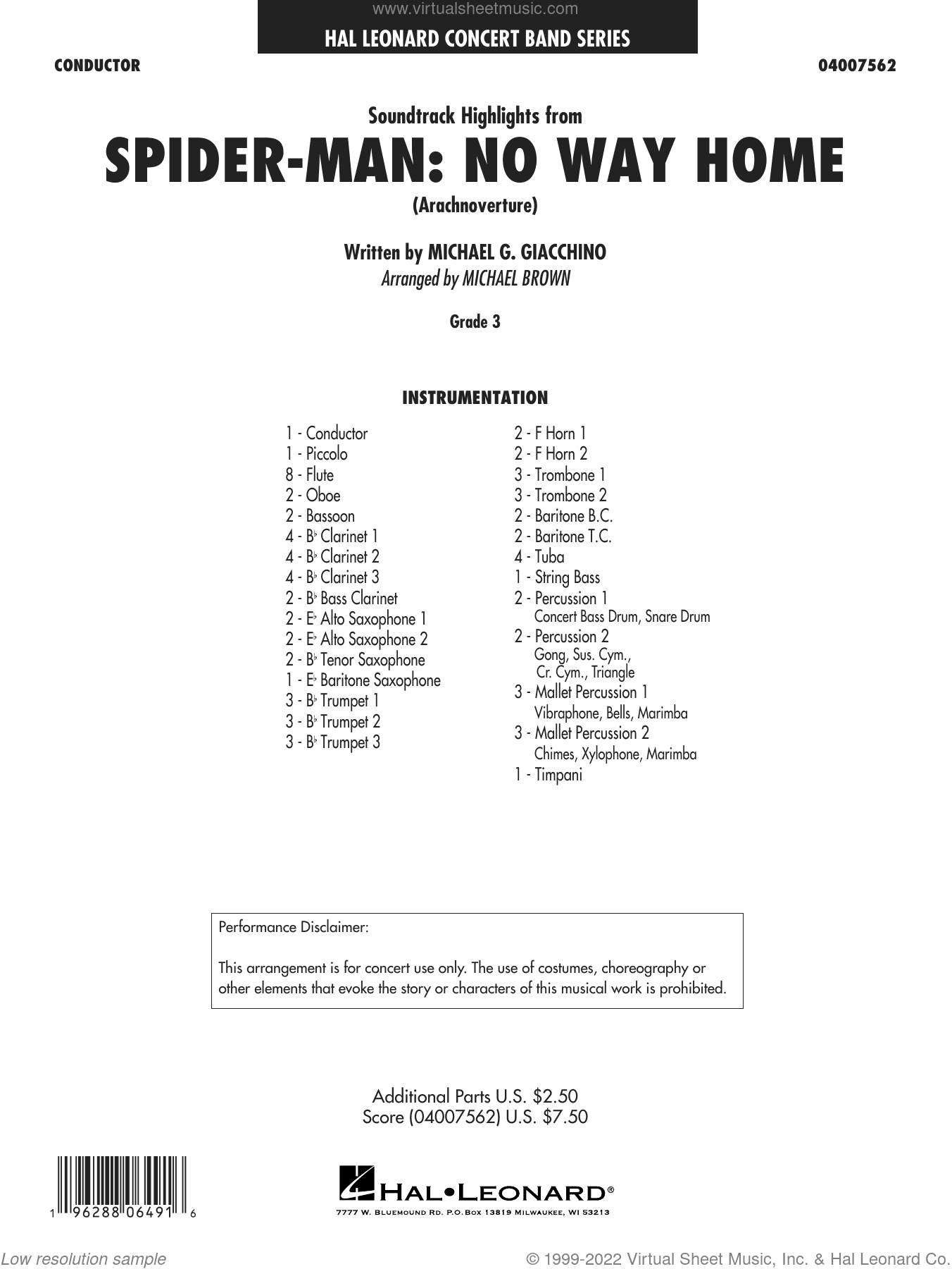 Soundtrack Highlights from Spider-Man: No Way Home (arr. Michael Brown)