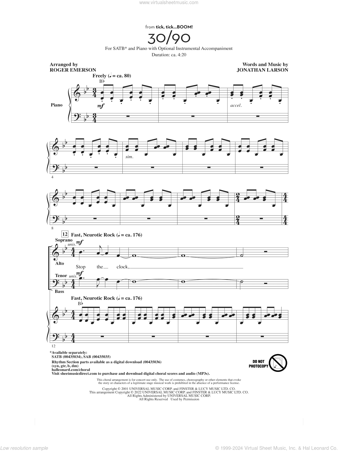 30/90 (from tick, tick... BOOM!) (arr. Roger Emerson)