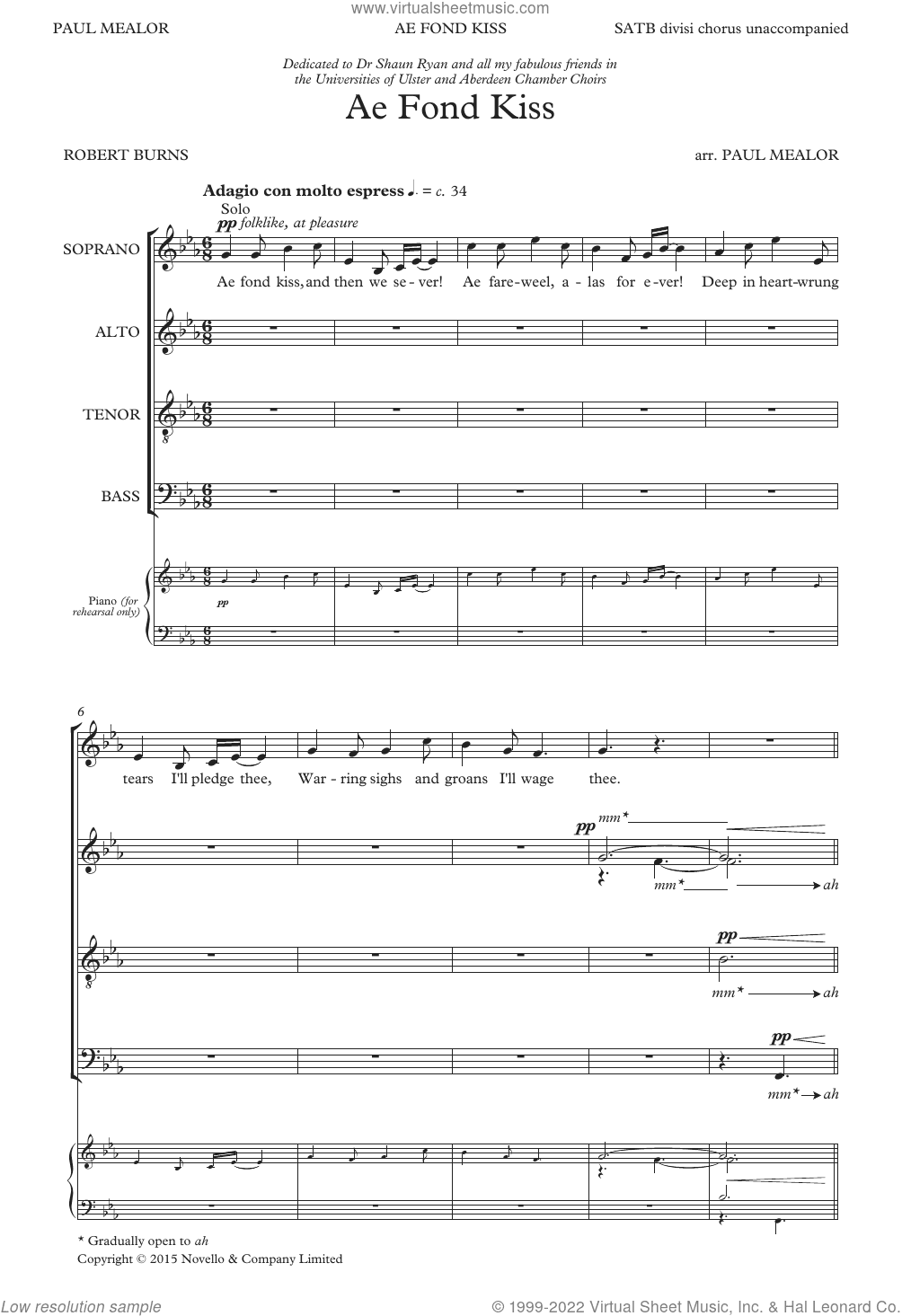 Ae Fond Kiss (arr. Paul Mealor)