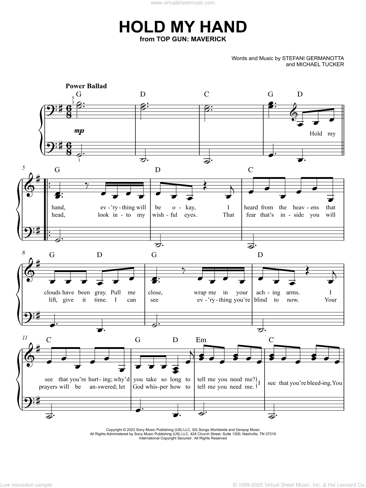 Hold My Hand (from Top Gun: Maverick), (easy)