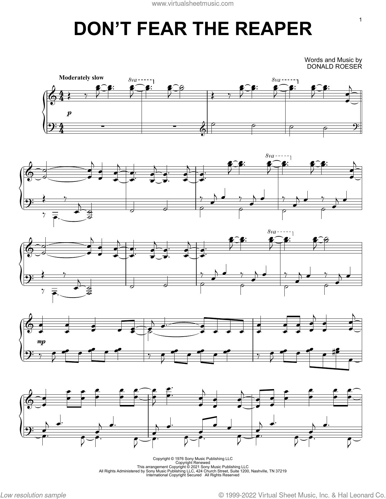 Don't Fear The Reaper [Classical version] (arr. David Pearl)