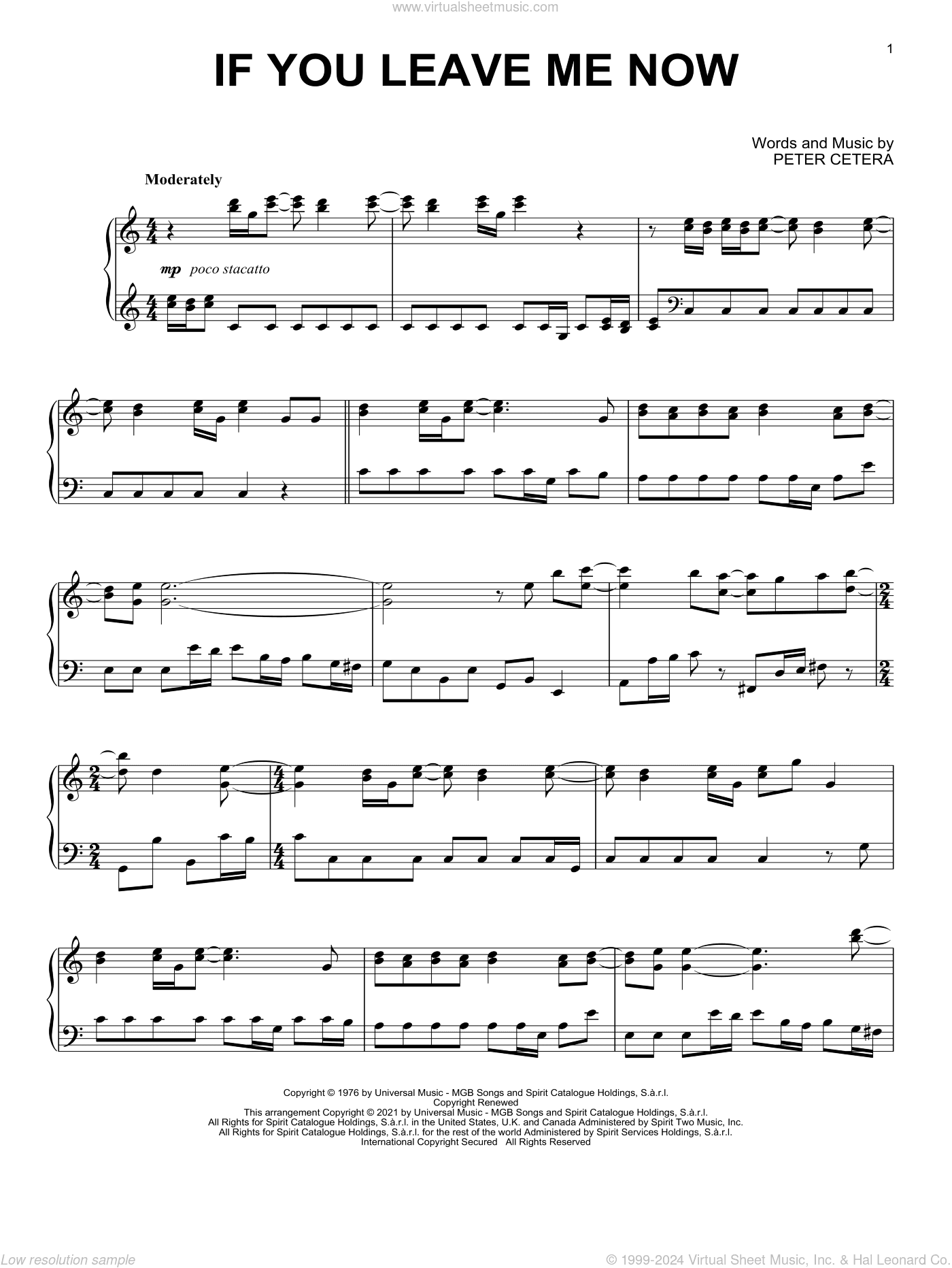If You Leave Me Now [Classical version] (arr. David Pearl)