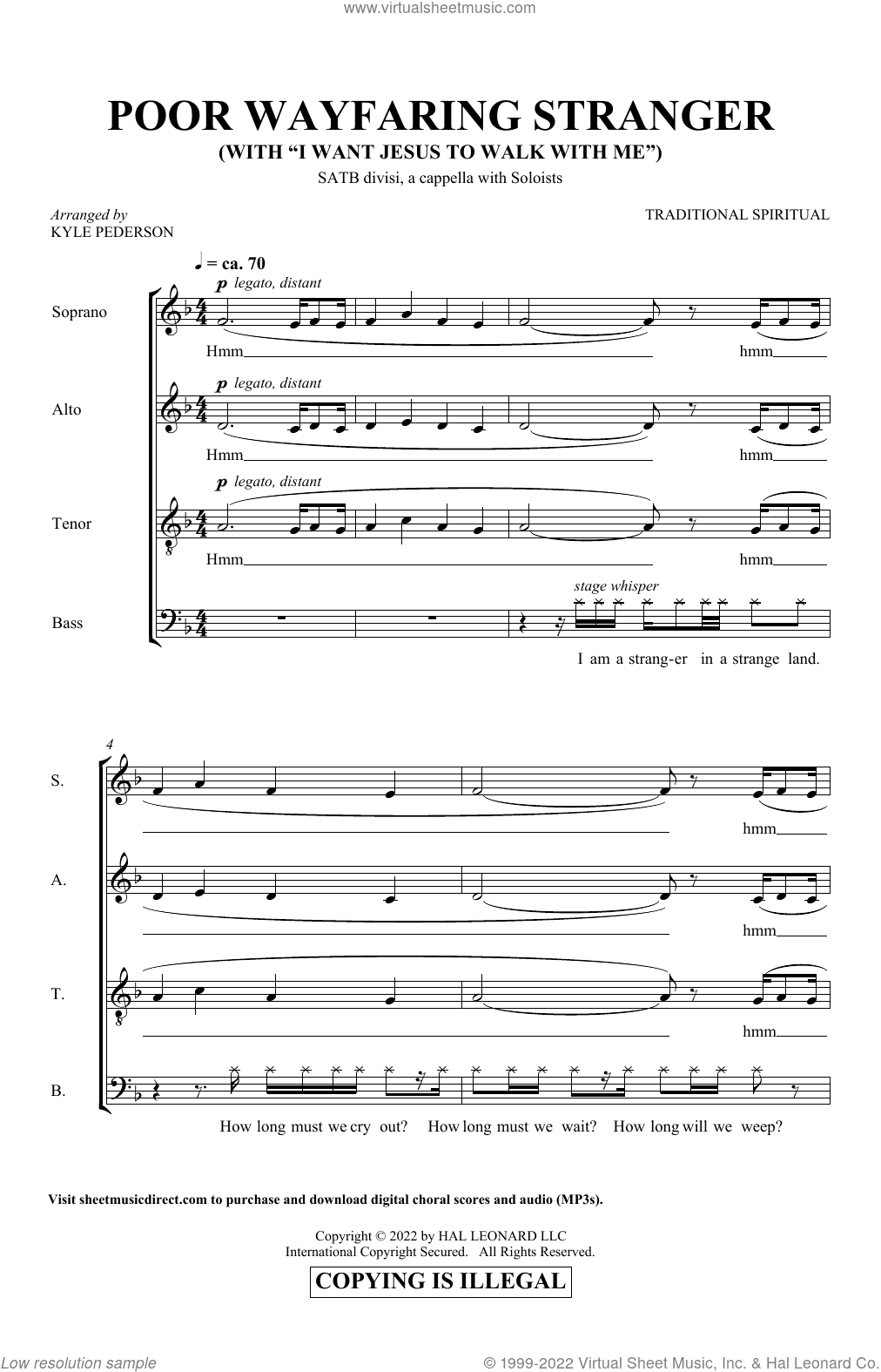 Poor Wayfaring Stranger (with "I Want Jesus To Walk With Me") (arr. Kyle Pederson)
