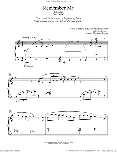 Remember Me (Lullaby) (from Coco) (arr. Mona Rejino)