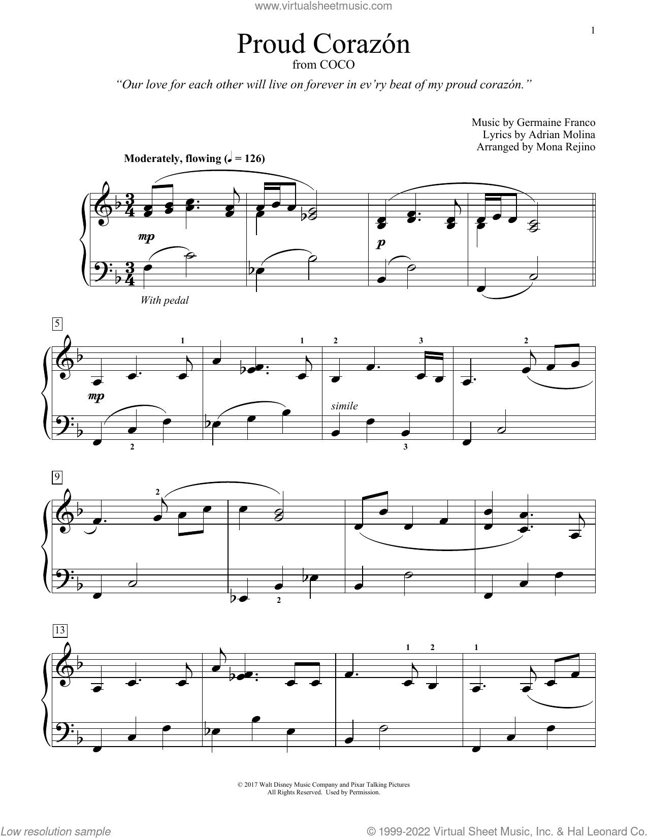 Proud Corazon (from Coco) (arr. Mona Rejino)