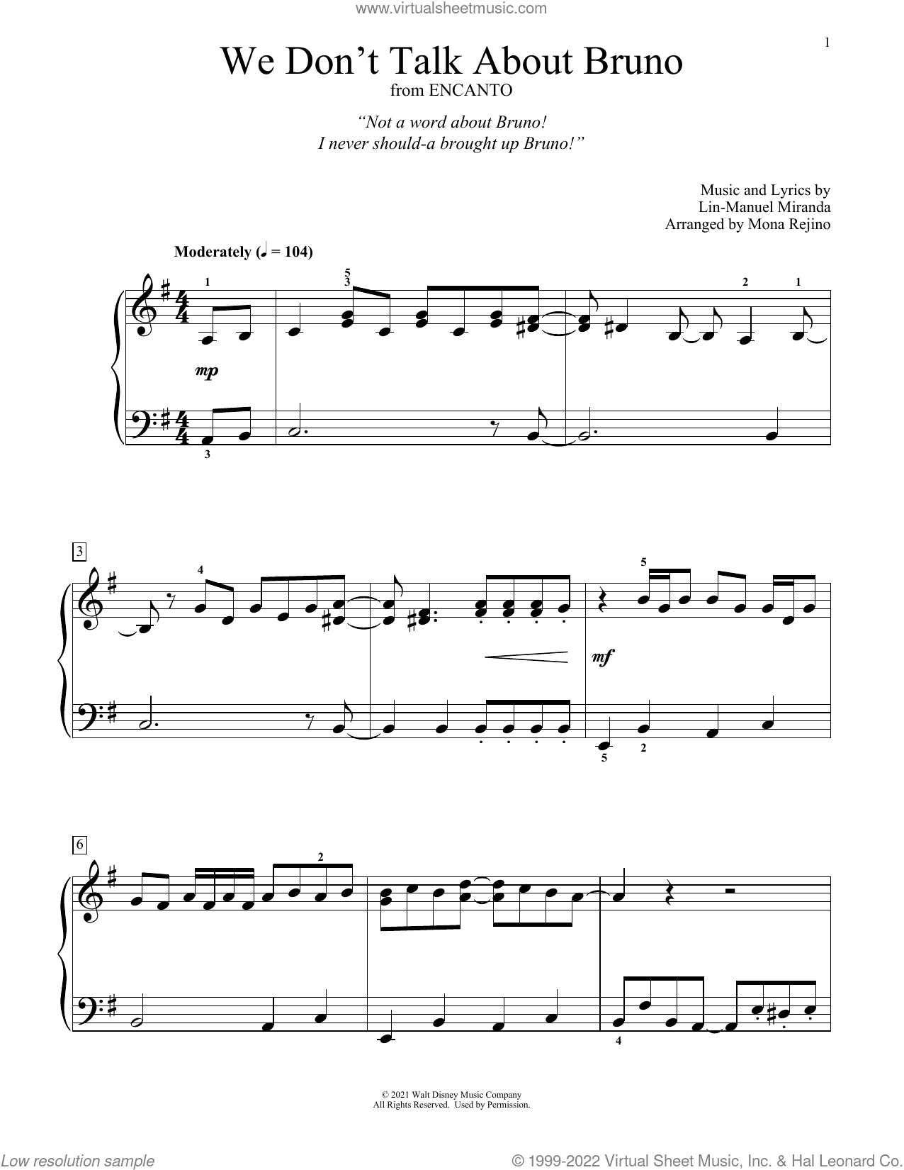 We Don't Talk About Bruno (from Encanto) (arr. Mona Rejino)
