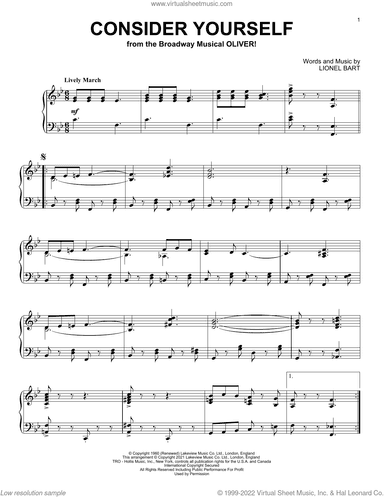 Consider Yourself (from Oliver!), (intermediate)