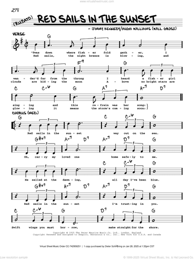 Red Sails In The Sunset (arr. Robert Rawlins)