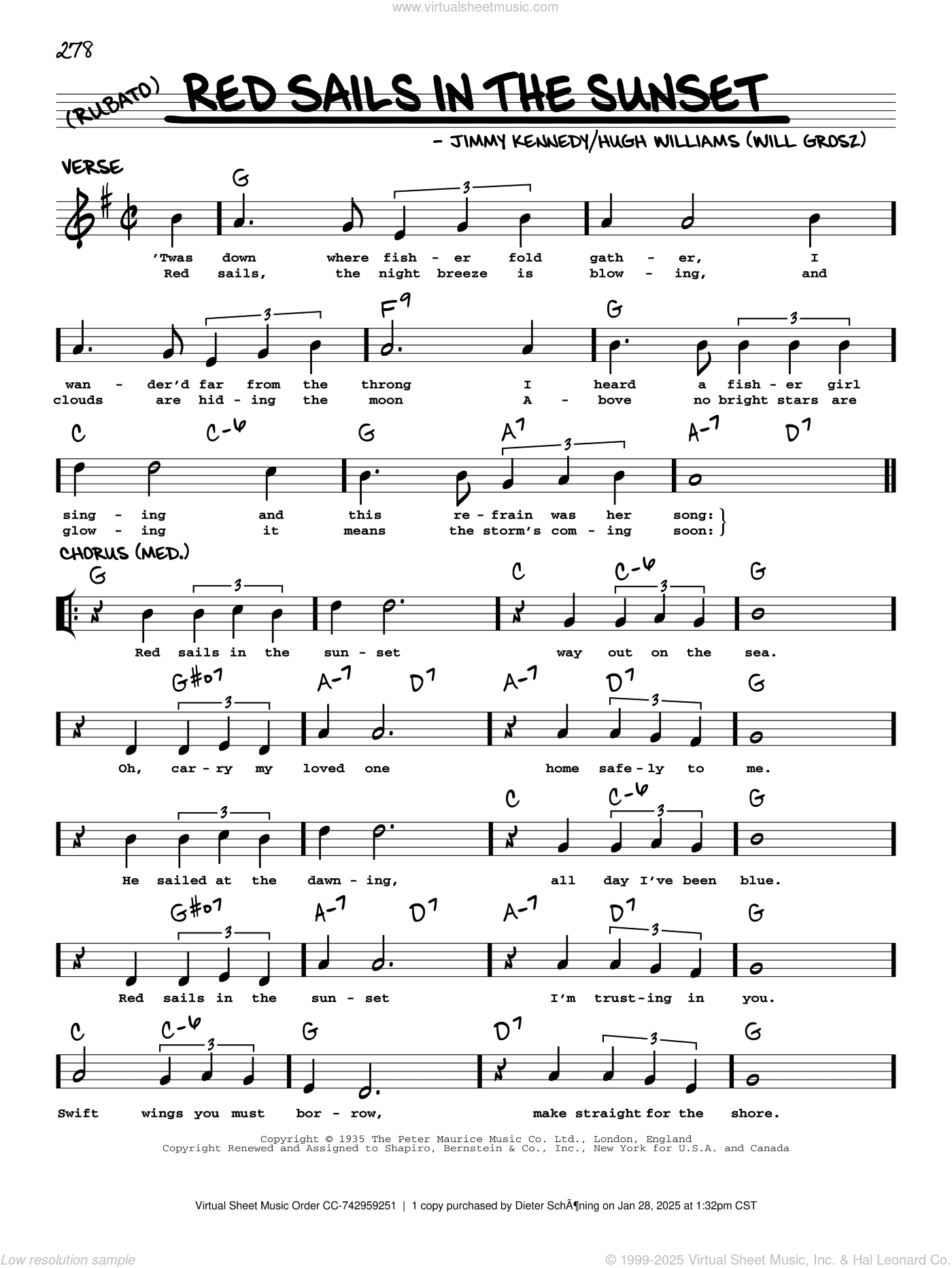 Red Sails In The Sunset (arr. Robert Rawlins)