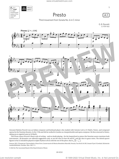 Presto (Grade 4, list A1, from the ABRSM Piano Syllabus 2023 and 2024)