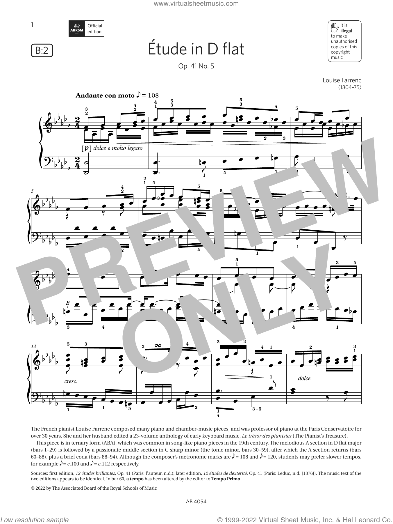 Etude in D flat (Grade 8, list B2, from the ABRSM Piano Syllabus 2023 and 2024)