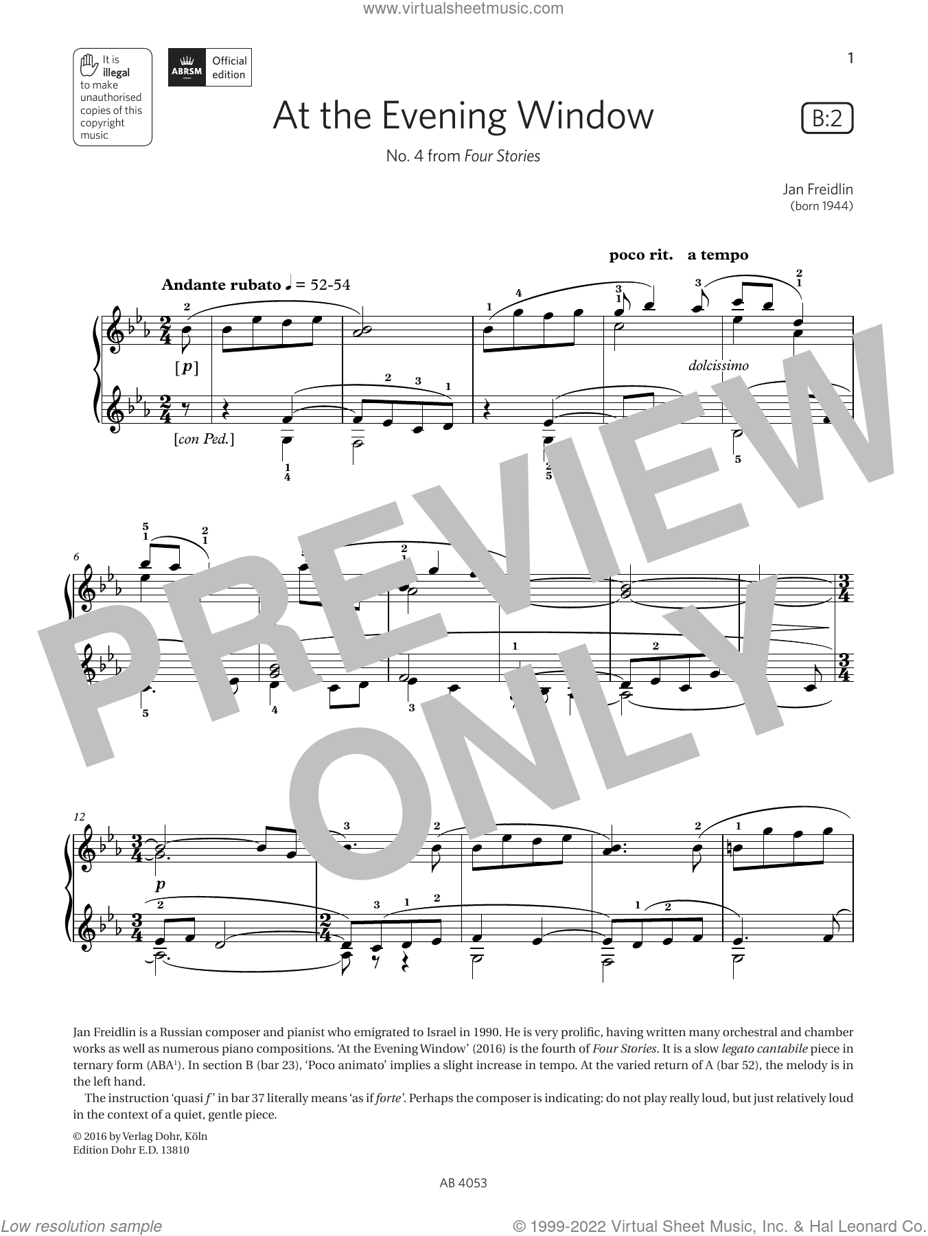 At the Evening Window (Grade 7, list B2, from the ABRSM Piano Syllabus 2023 and 2024)