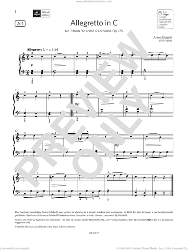Allegretto in C (Grade 1, list A1, from the ABRSM Piano Syllabus 2023 and 2024)