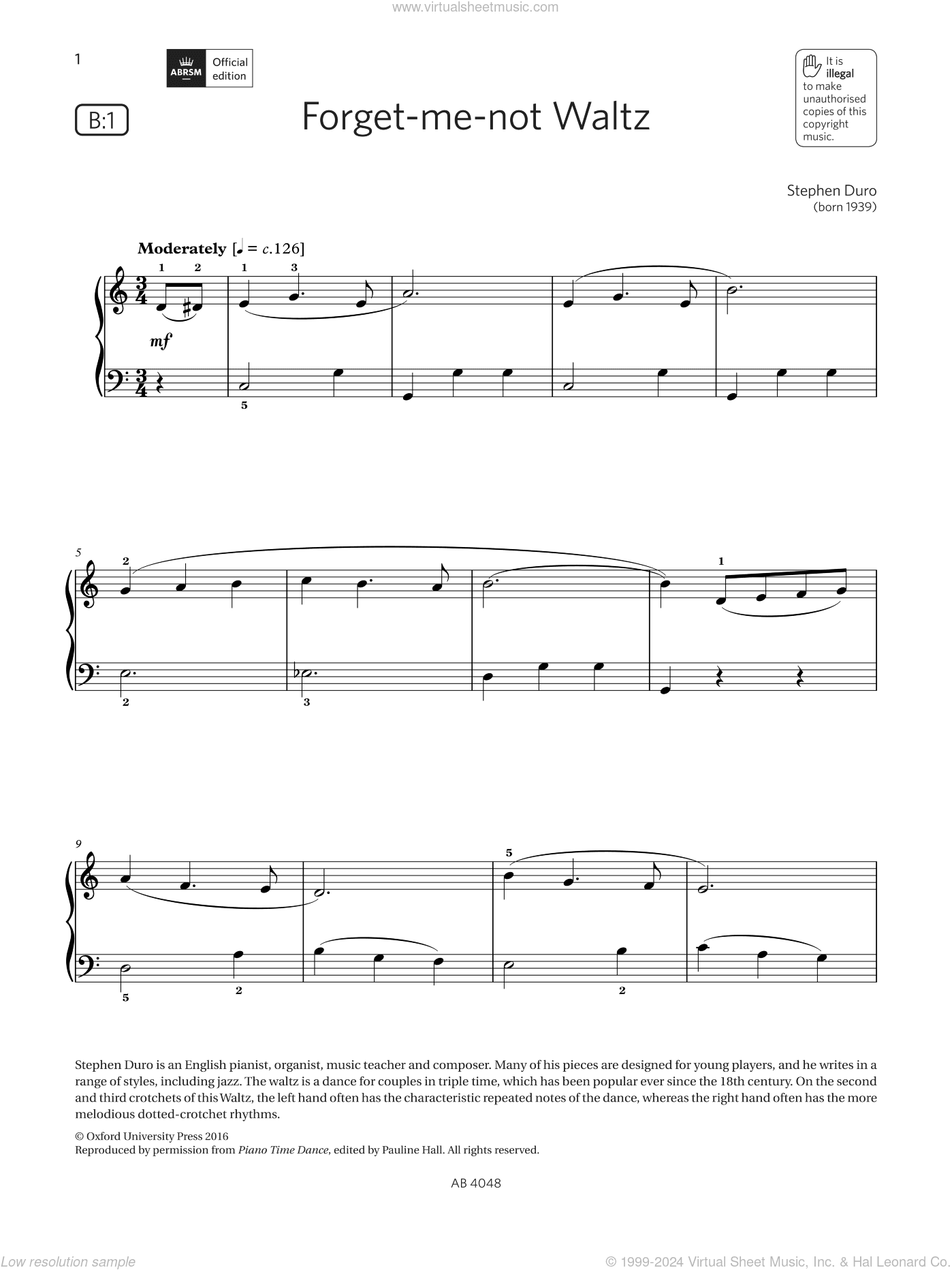 Forget-me-not Waltz (Grade 2, list B1, from the ABRSM Piano Syllabus 2023 and 2024)