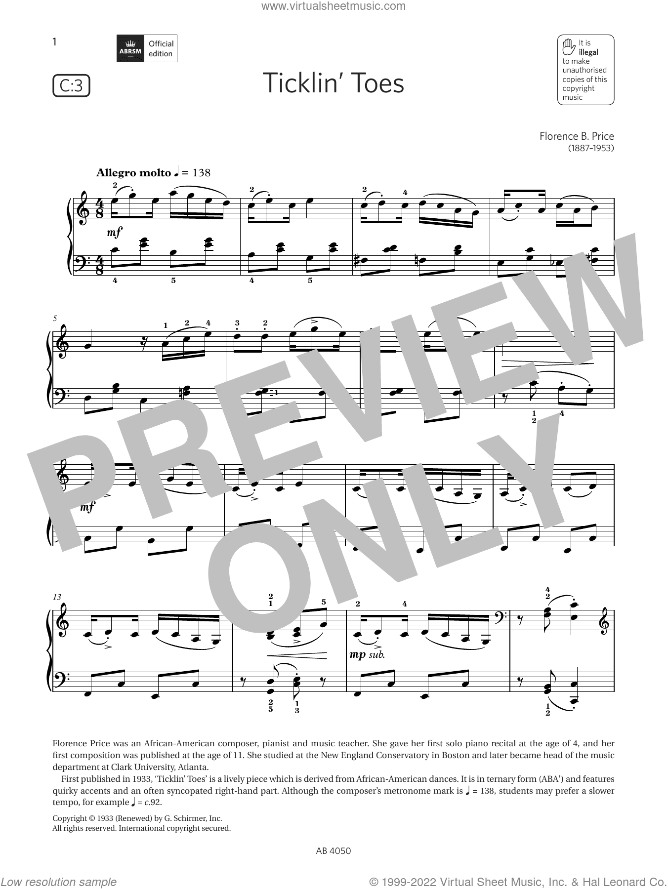 Ticklin Toes (Grade 4, list C3, from the ABRSM Piano Syllabus 2023 and 2024)