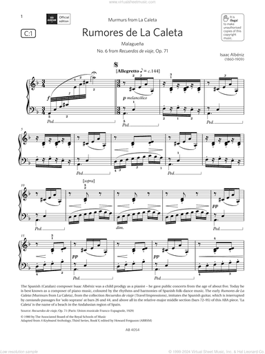 Rumores de La Caleta (Grade 8, list C1, from the ABRSM Piano Syllabus 2023 and 2024)