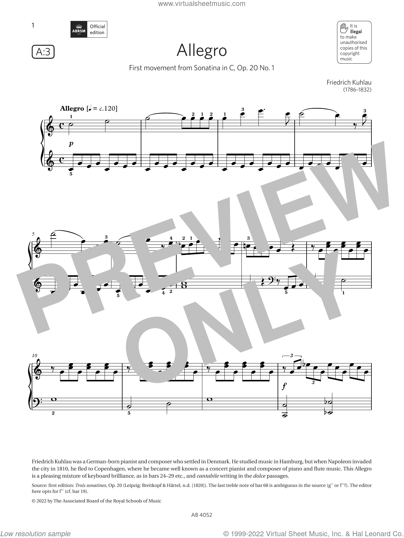 Allegro (Grade 6, list A3, from the ABRSM Piano Syllabus 2023 and 2024)