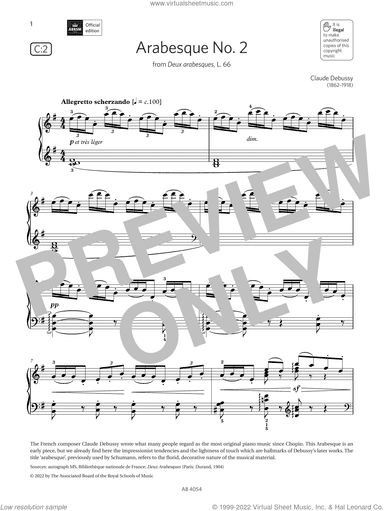 Arabesque No. 2 (Grade 8, list C2, from the ABRSM Piano Syllabus 2023 and 2024)