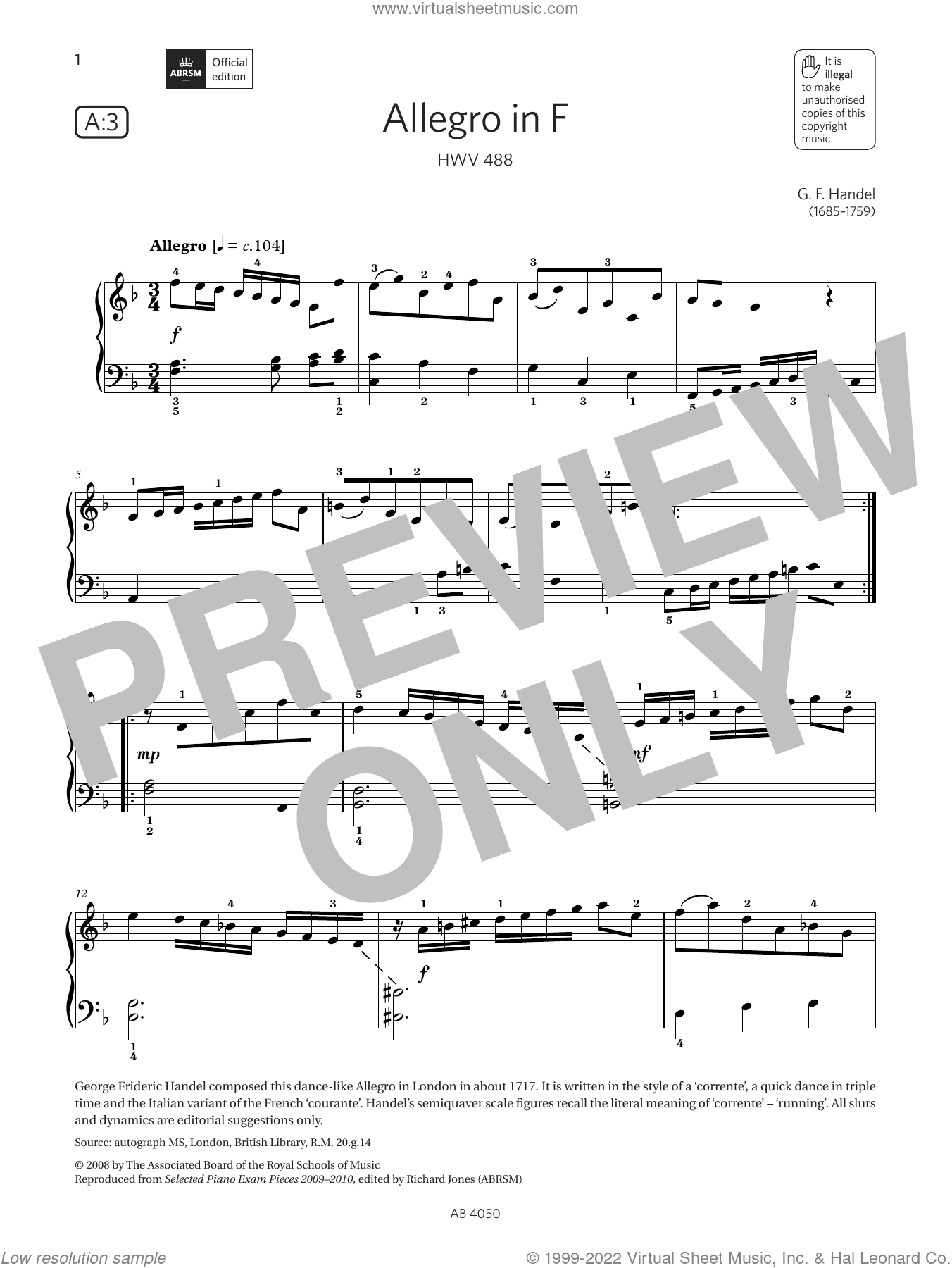 Allegro in F (Grade 4, list A3, from the ABRSM Piano Syllabus 2023 and 2024)