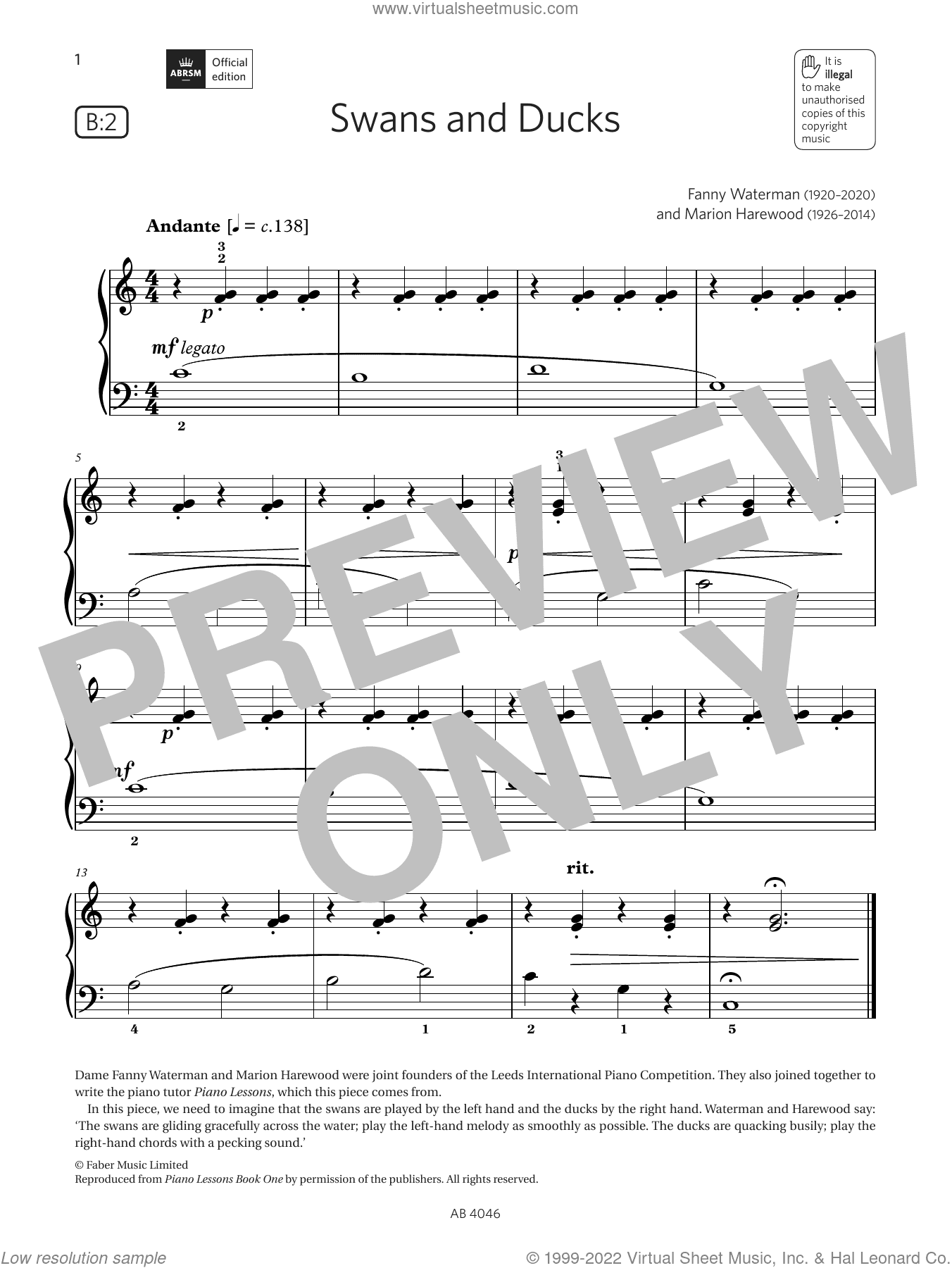 Swans and Ducks (Grade Initial, list B2, from the ABRSM Piano Syllabus 2023 and 2024)