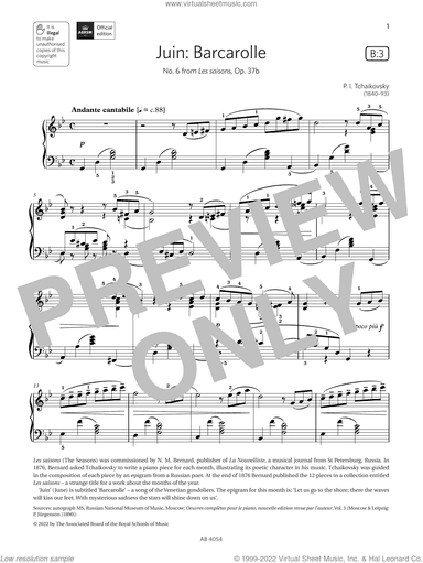 Juin: Barcarolle (Grade 8, list B3, from the ABRSM Piano Syllabus 2023 and 2024)