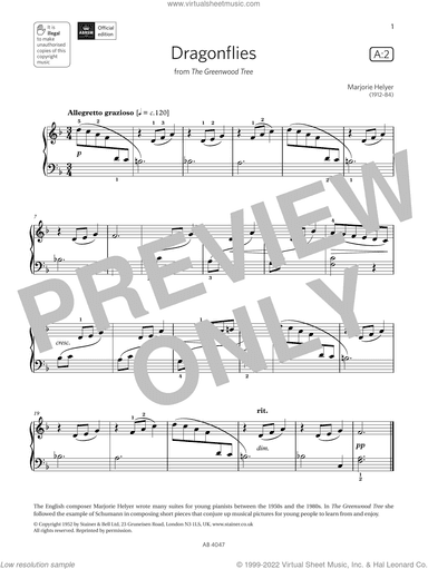 Dragonflies (Grade 1, list A2, from the ABRSM Piano Syllabus 2023 and 2024)