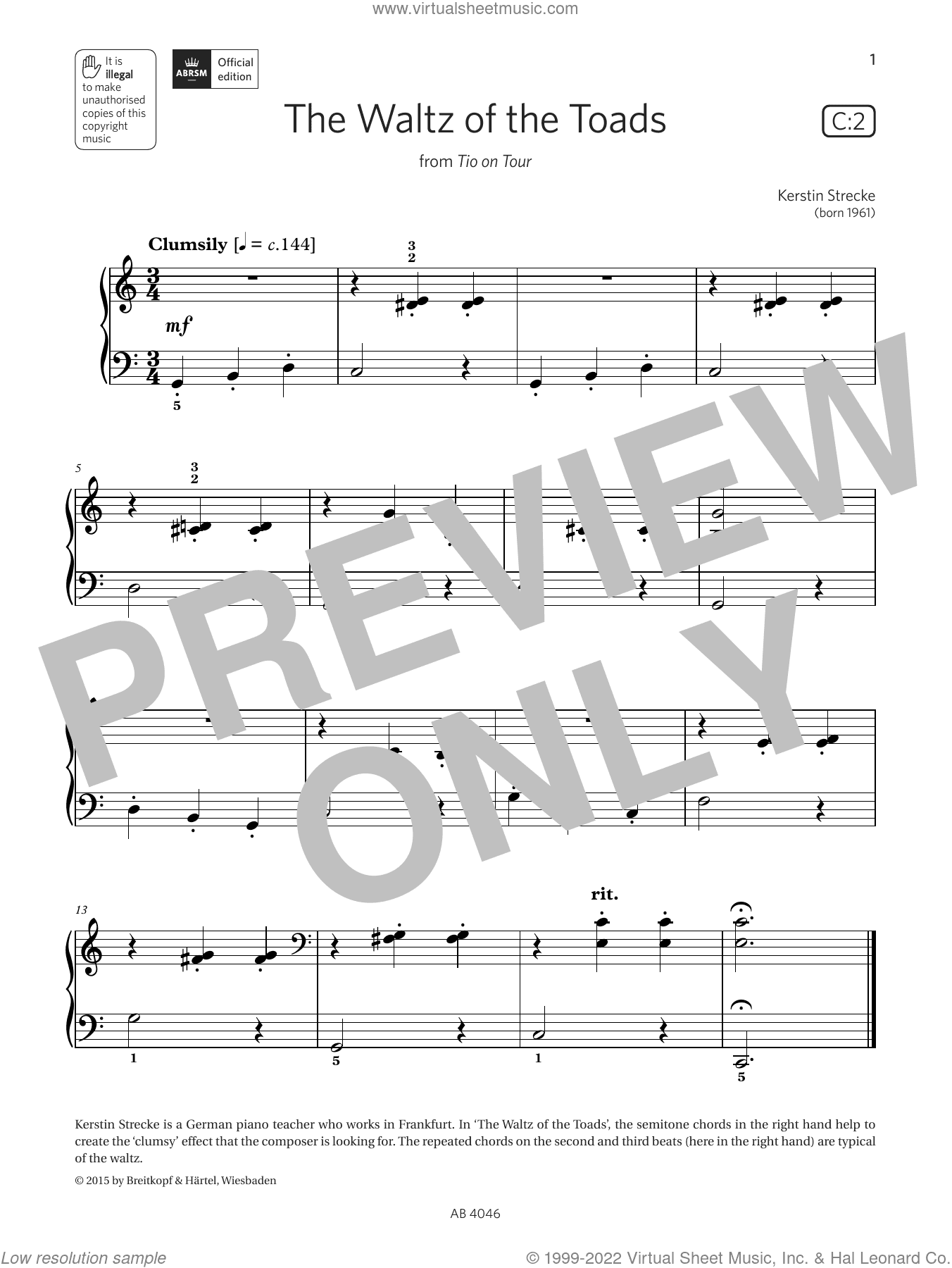 The Waltz of the Toads (Grade Initial, list C2, from the ABRSM Piano Syllabus 2023 and 2024)