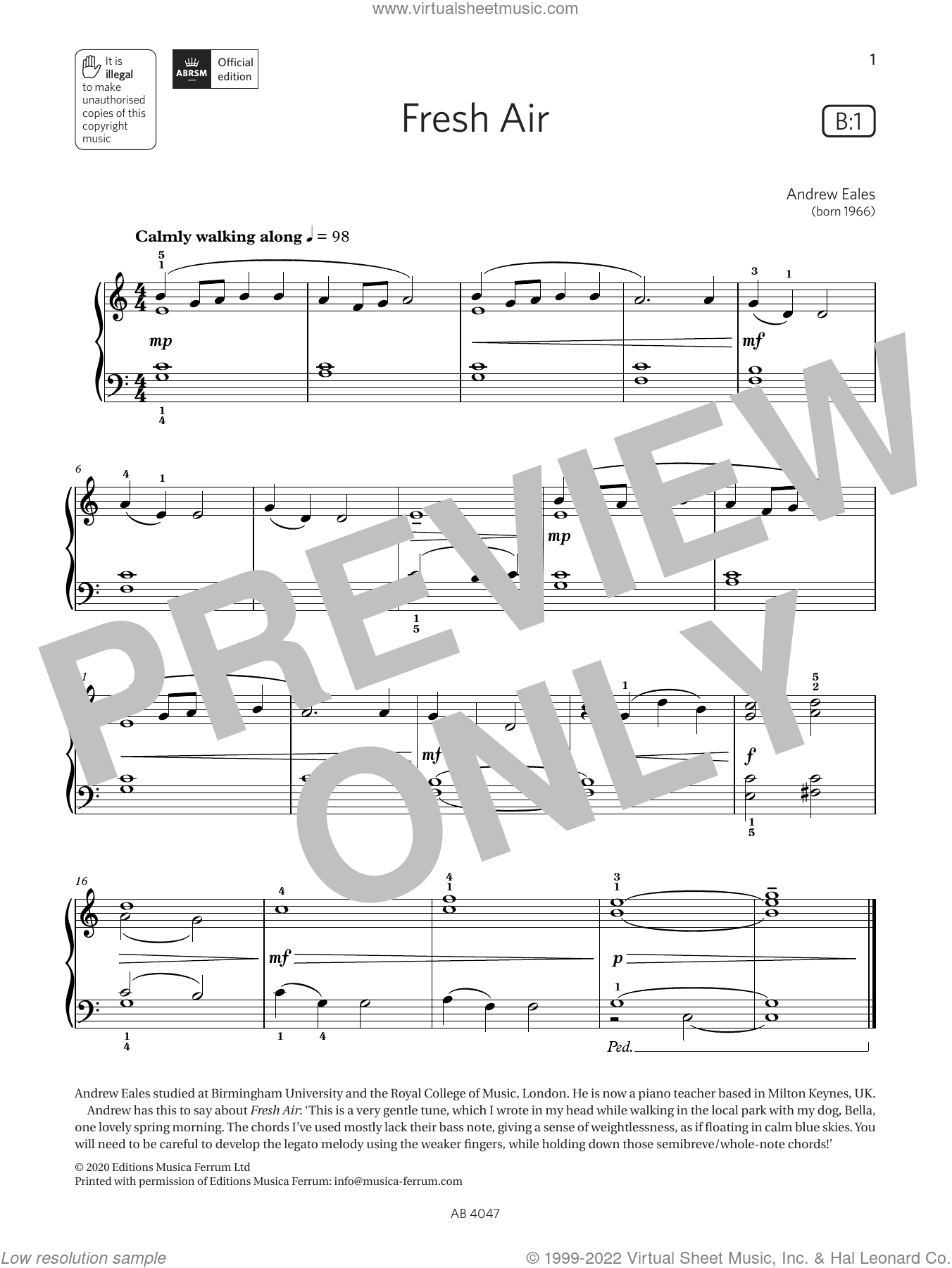 Fresh Air (Grade 1, list B1, from the ABRSM Piano Syllabus 2023 and 2024)