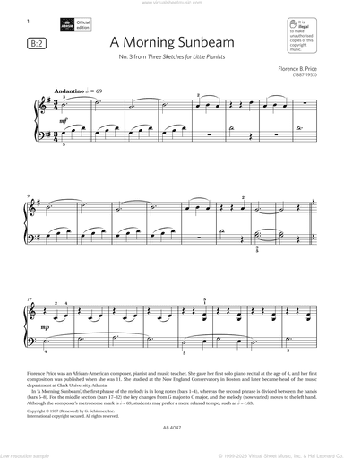 A Morning Sunbeam (Grade 1, list B2, from the ABRSM Piano Syllabus 2023 and 2024)
