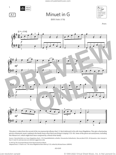 Minuet in G (Grade 3, list A1, from the ABRSM Piano Syllabus 2023 and 2024)