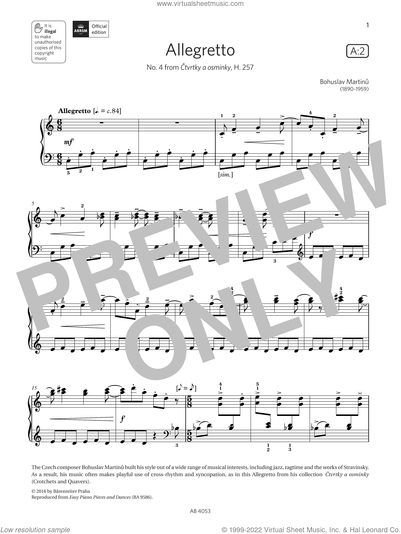Allegretto (Grade 7, list A2, from the ABRSM Piano Syllabus 2023 and 2024)