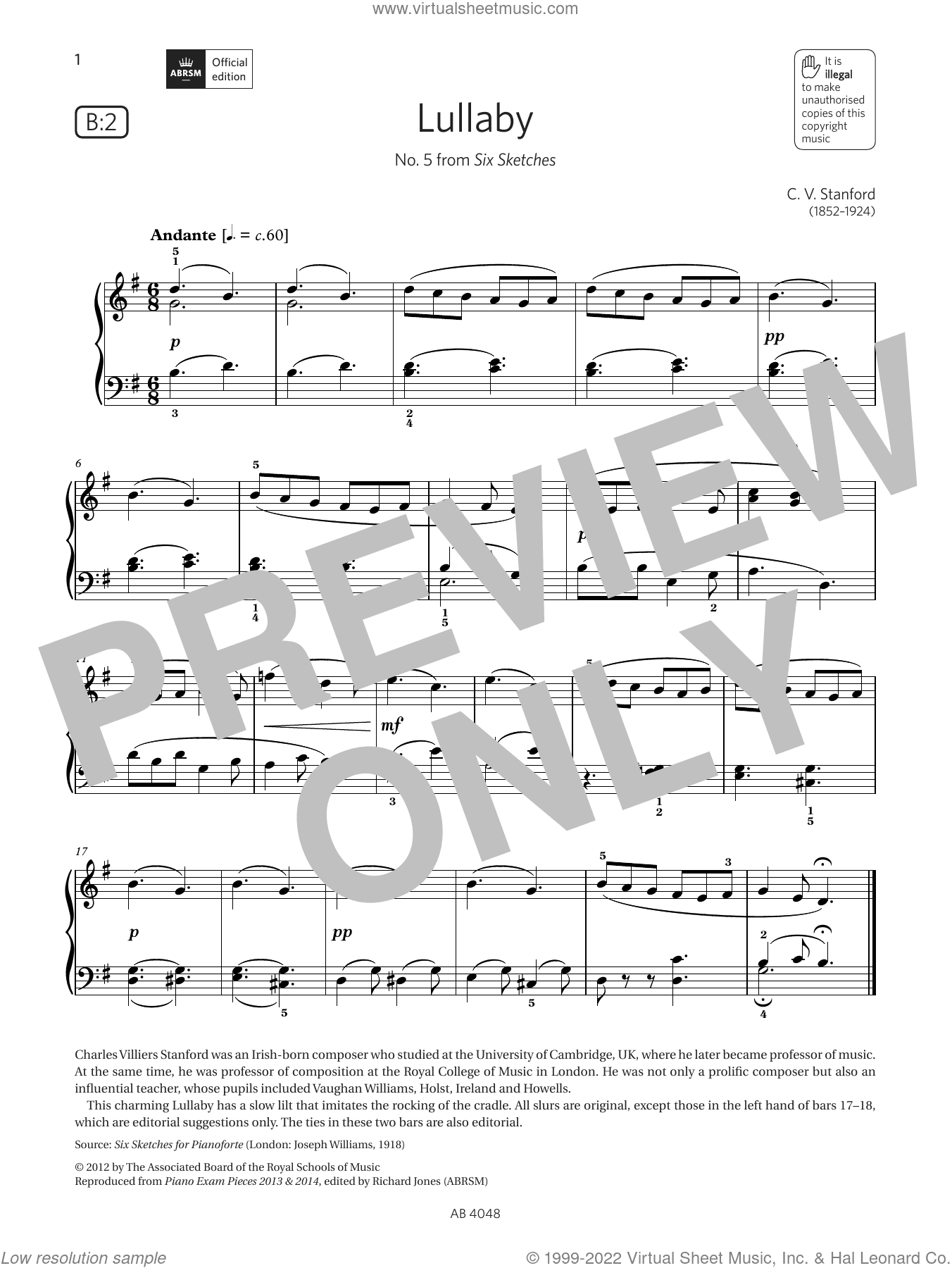 Lullaby (Grade 2, list B2, from the ABRSM Piano Syllabus 2023 and 2024)