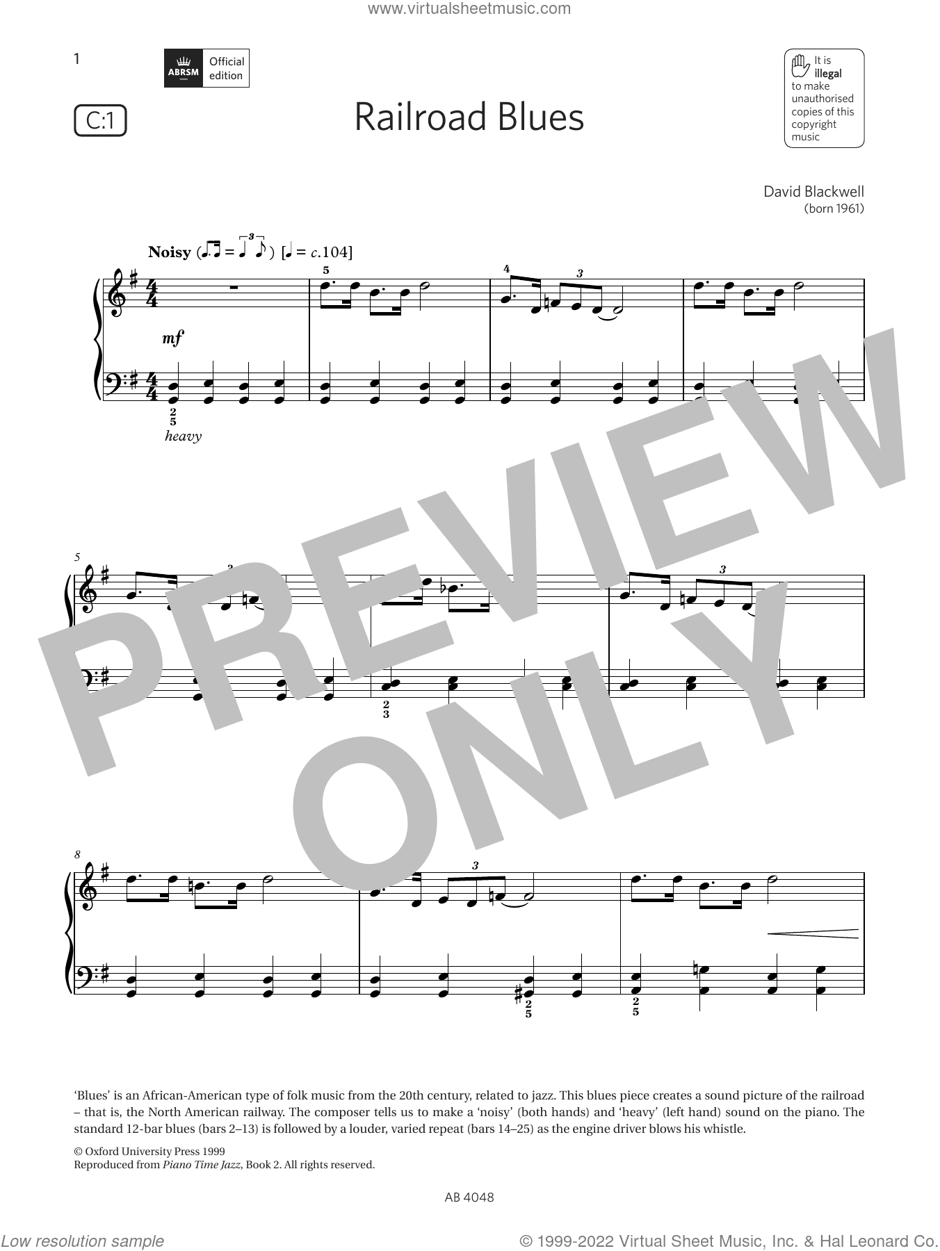 Railroad Blues (Grade 2, list C1, from the ABRSM Piano Syllabus 2023 and 2024)