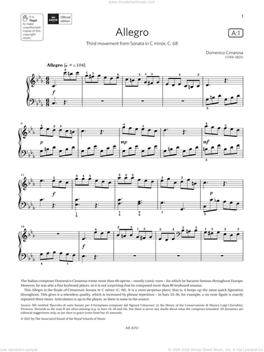 Allegro (Grade 5, list A1, from the ABRSM Piano Syllabus 2023 and 2024)