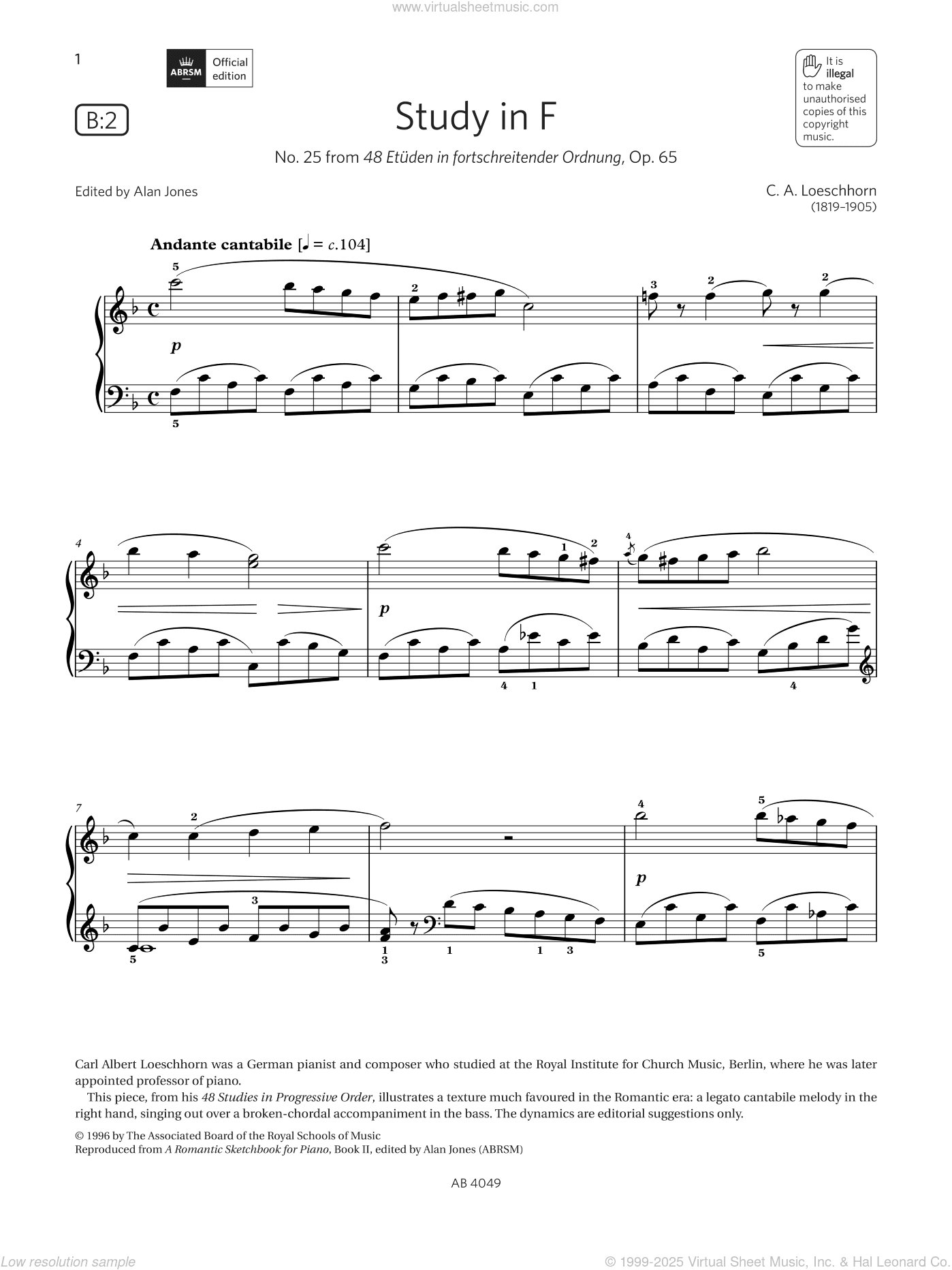 Study in F (Grade 3, list B2, from the ABRSM Piano Syllabus 2023 and 2024)