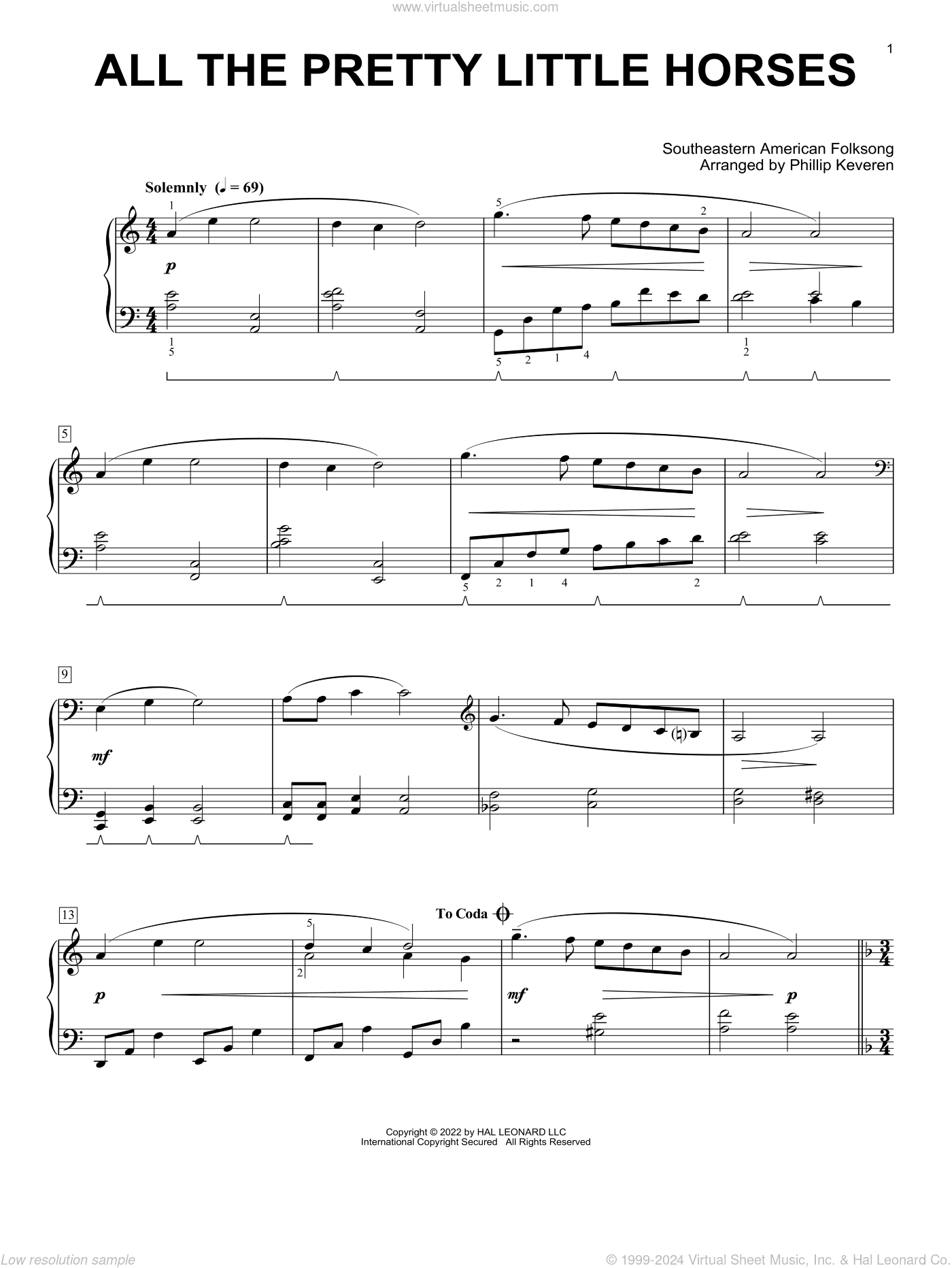 All The Pretty Little Horses (arr. Phillip Keveren)