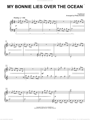 My Bonnie Lies Over The Ocean (arr. Phillip Keveren)