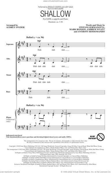 Shallow (from A Star Is Born) (arr. Audrey Snyder)