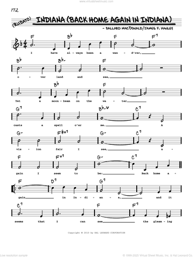 Indiana (Back Home Again In Indiana) (arr. Robert Rawlins)