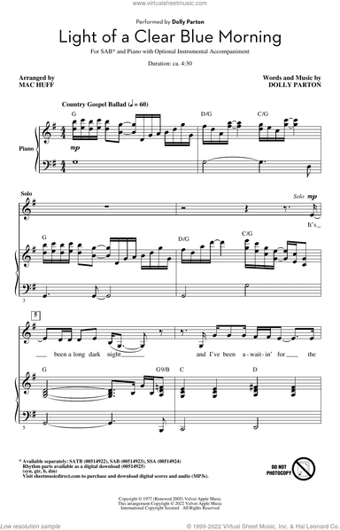 Light Of A Clear Blue Morning (arr. Mac Huff)