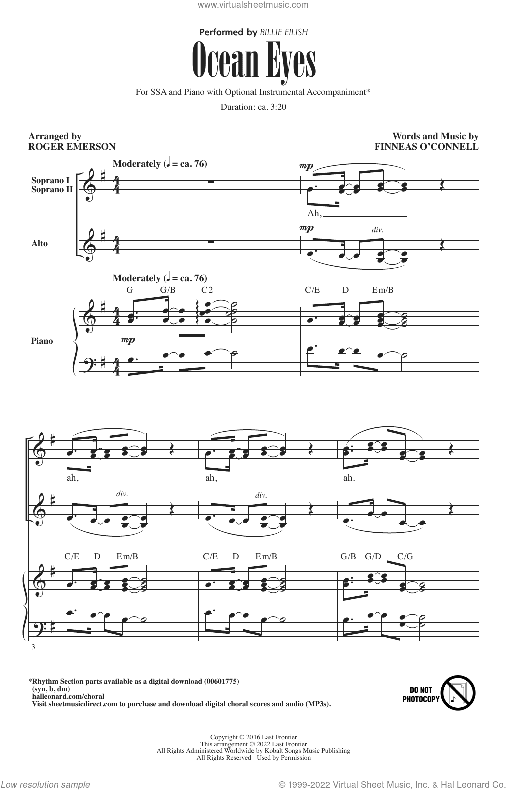 ocean eyes (arr. Roger Emerson)