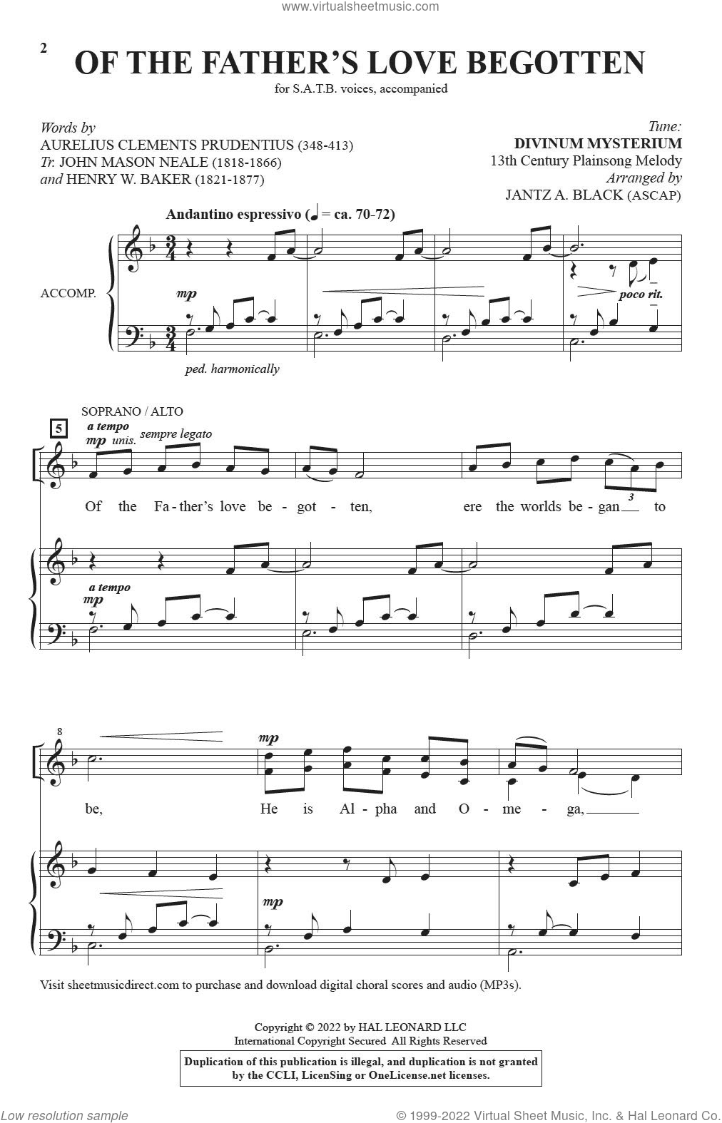 Of The Father's Love Begotten (arr. Jantz A. Black)
