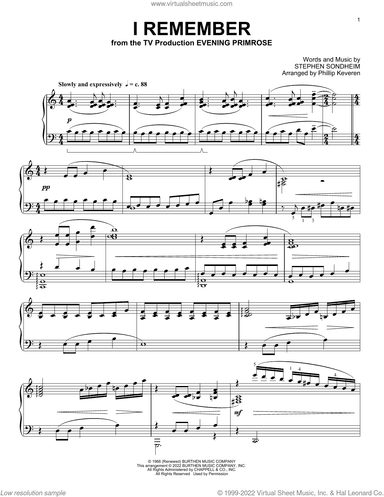 I Remember (from Evening Primrose) (arr. Phillip Keveren)
