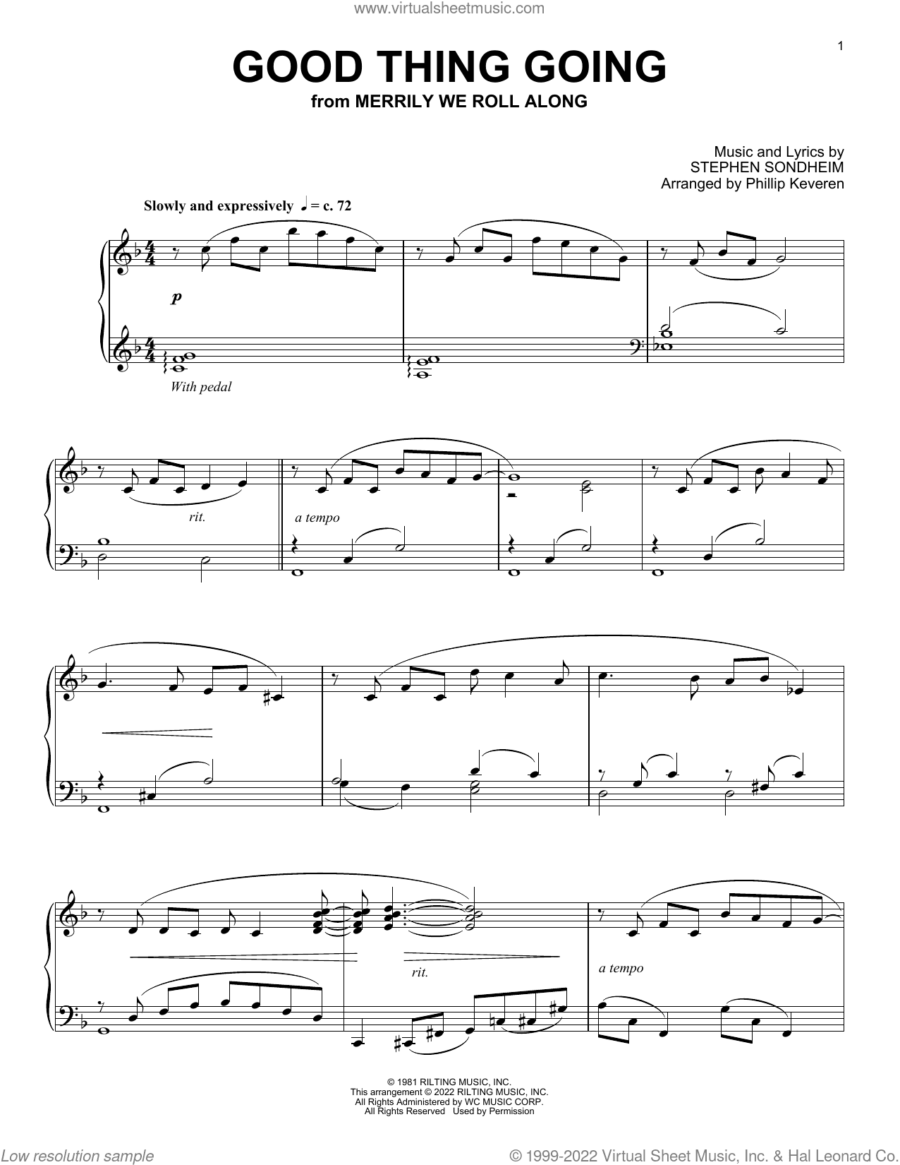 Good Thing Going (from Merrily We Roll Along) (arr. Phillip Keveren)