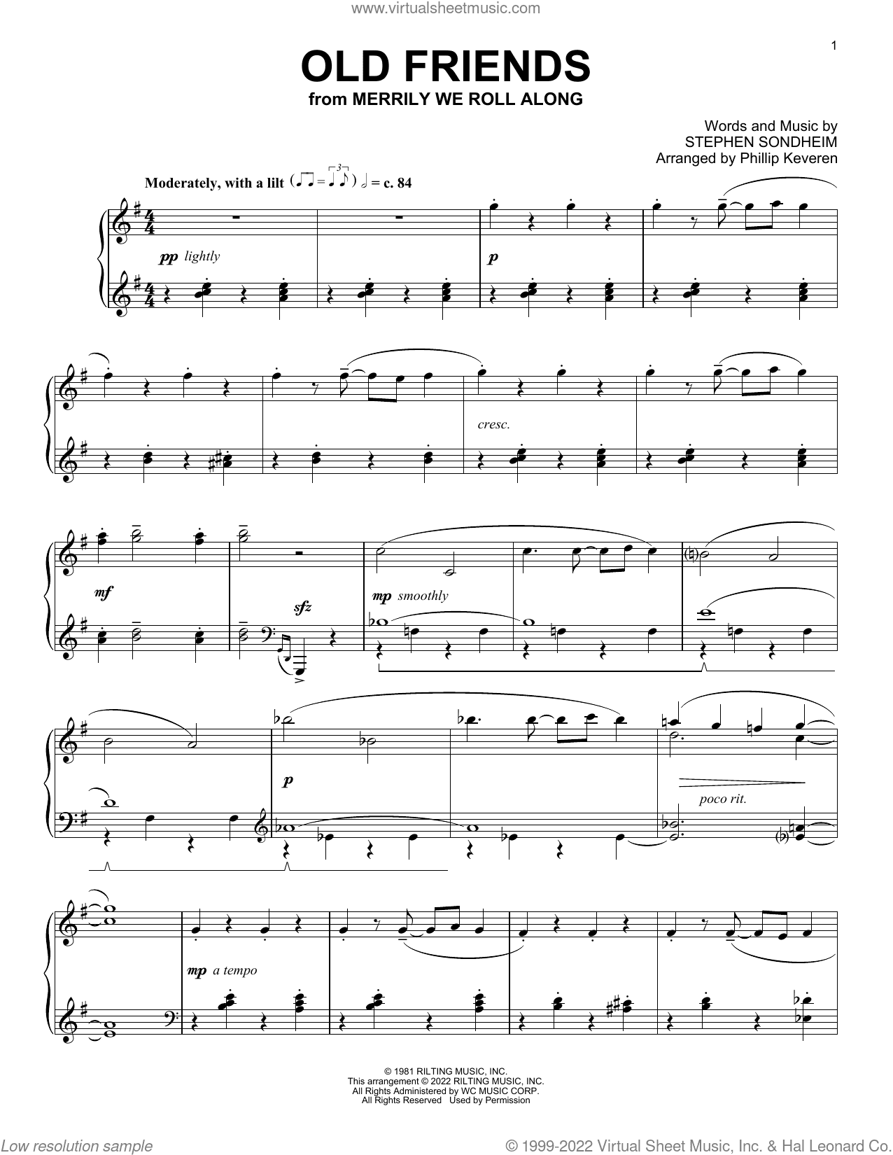Old Friends (from Merrily We Roll Along) (arr. Phillip Keveren)