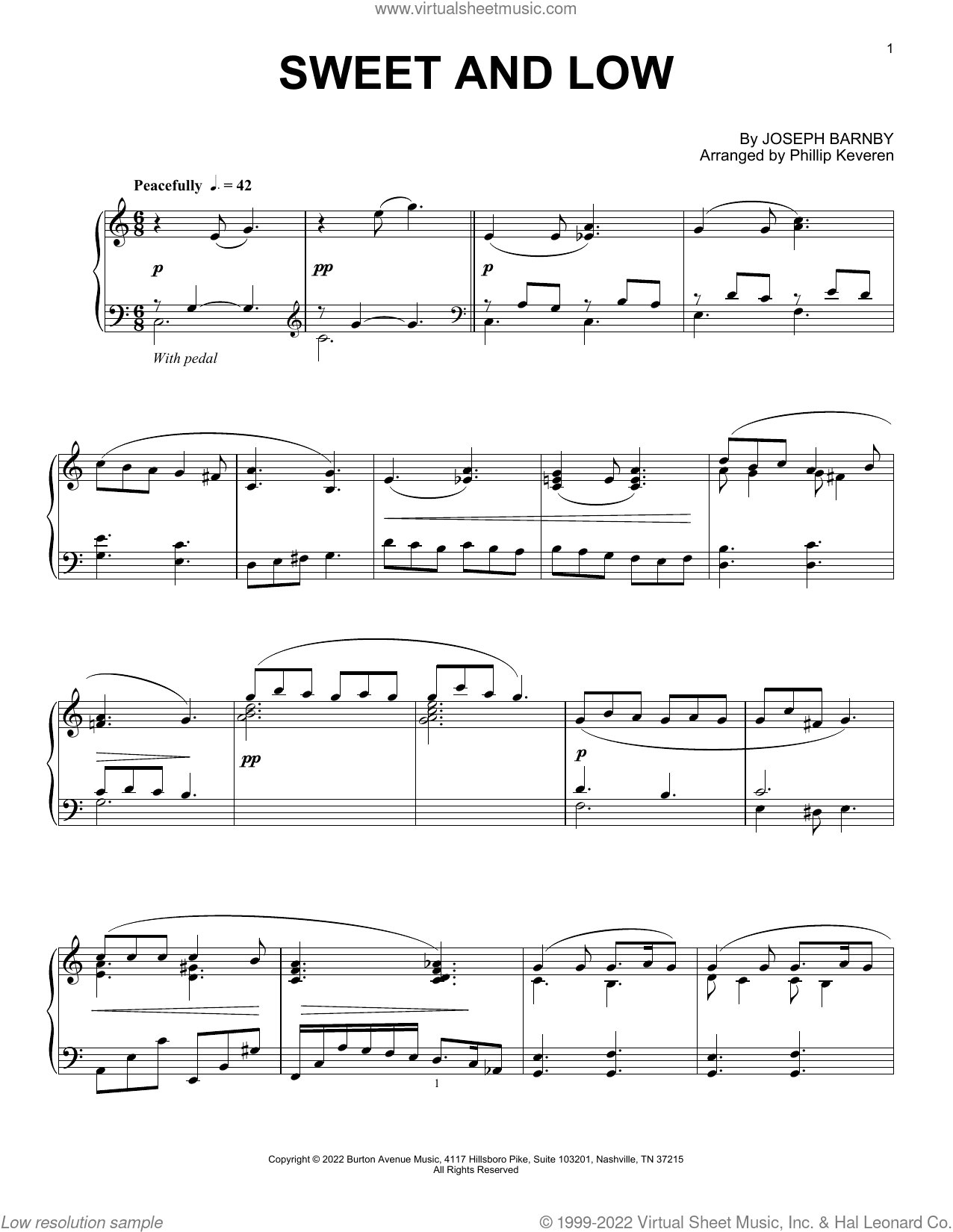 Sweet And Low (arr. Phillip Keveren)