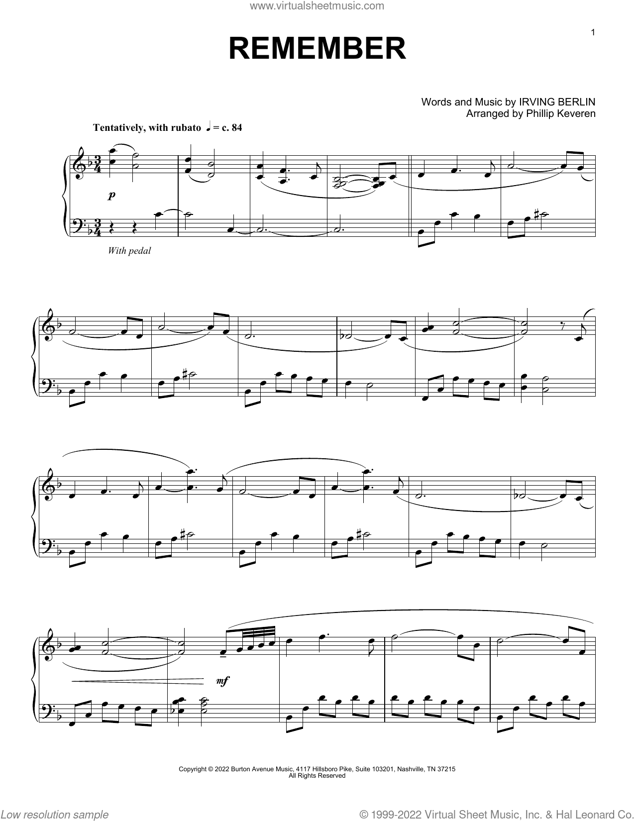Remember (arr. Phillip Keveren)