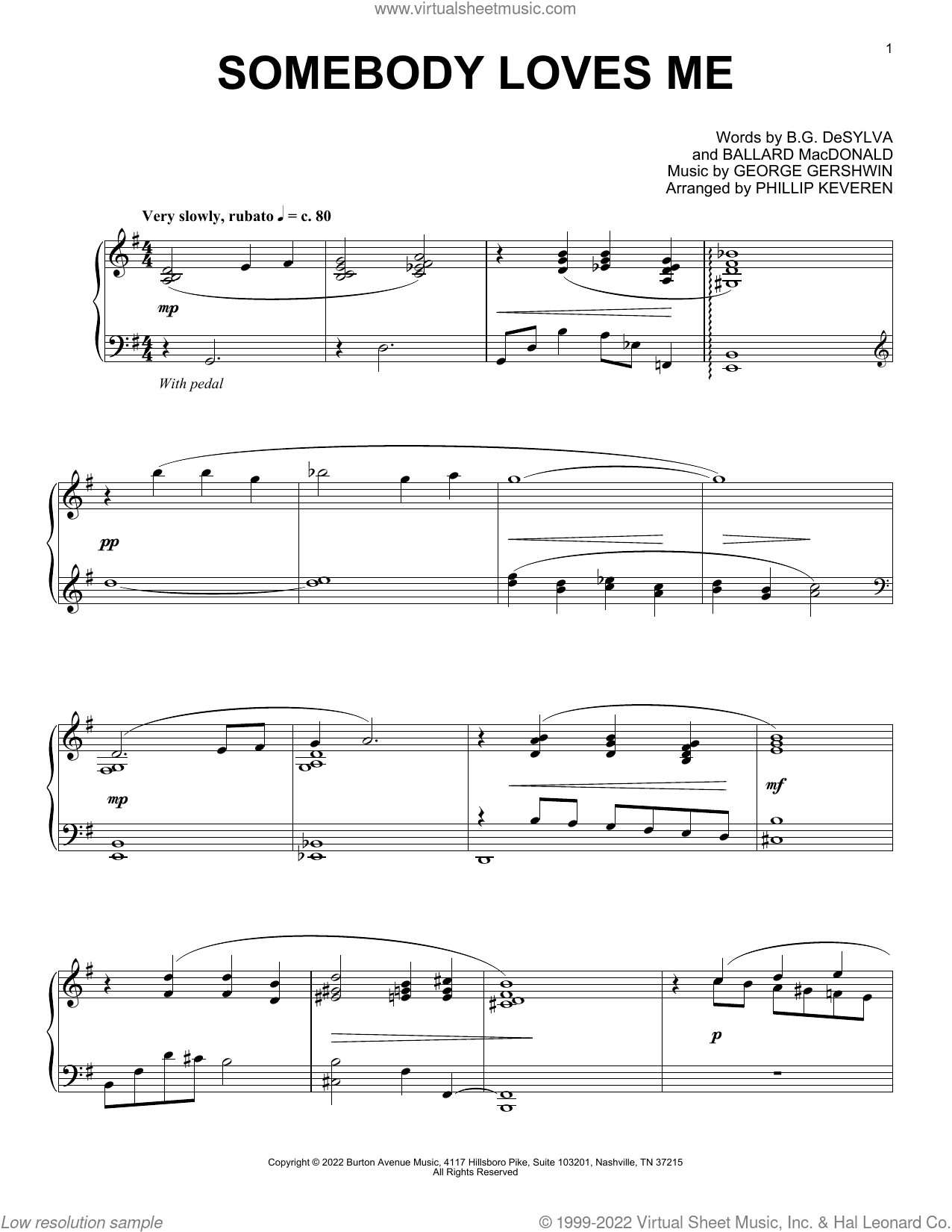 Somebody Loves Me (arr. Phillip Keveren)