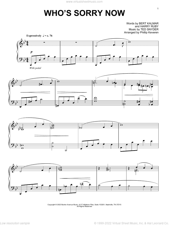 Who's Sorry Now (arr. Phillip Keveren)