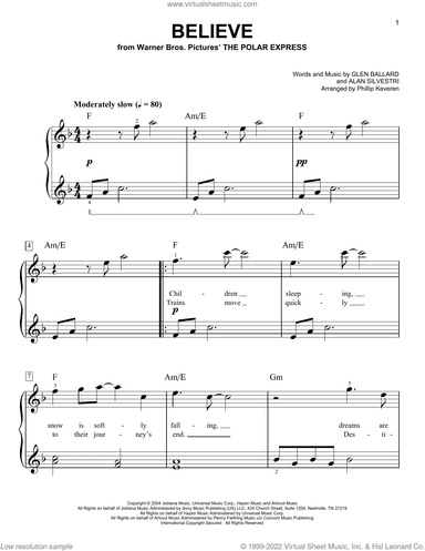 Believe (from The Polar Express) (arr. Phillip Keveren)